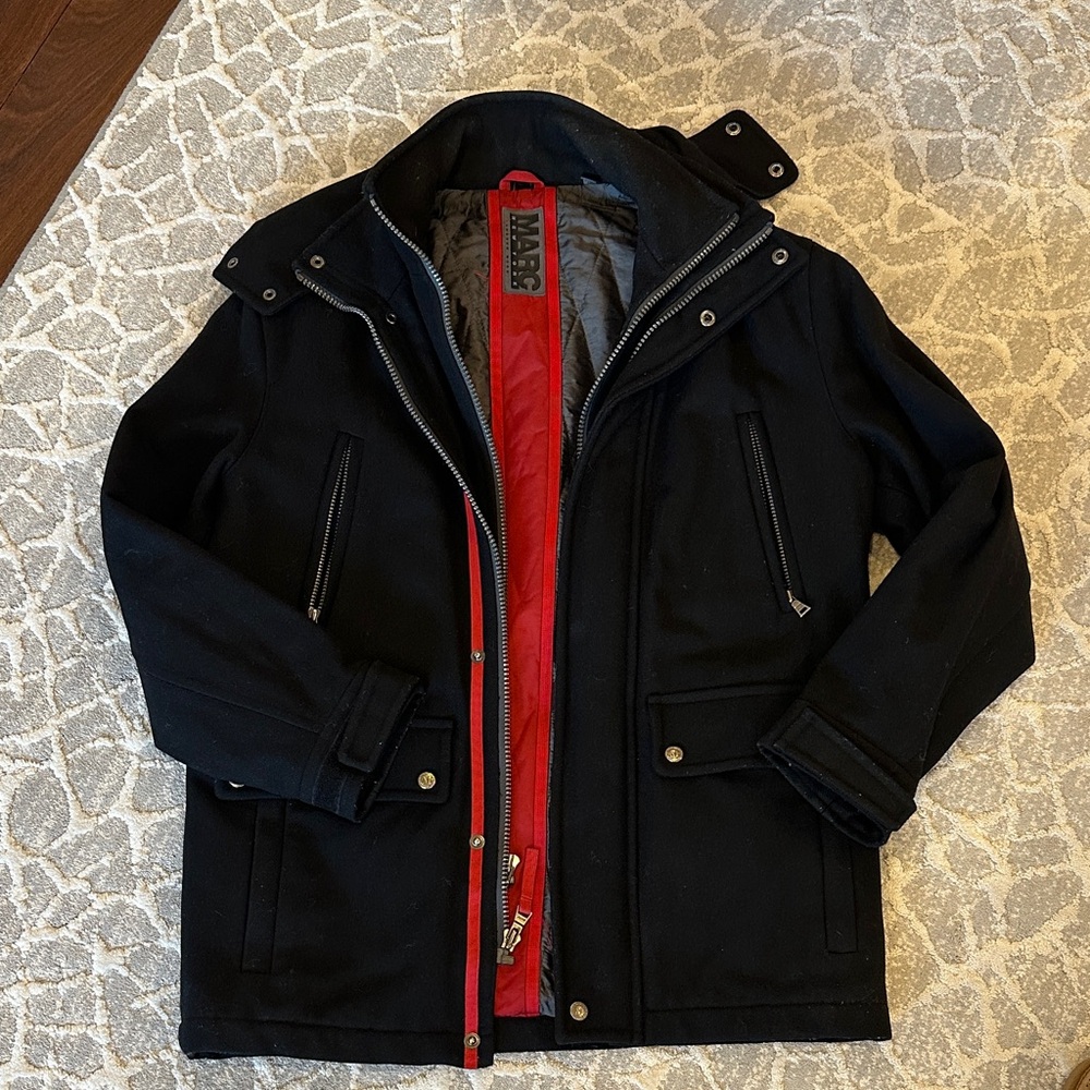 Marc (Andrew Marc) New York Black Jacket with Red Accents